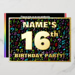 16th Birthday Party —おもしろい、音楽シカラフルンボル 箔招待状<br><div class="desc">この楽しい16誕生祝いフォイル招待カードのデザインの前鮮やかにパーソナライズされた、名前、多数の"16th"、メッセージ"BIRTHDAY PARTY!"、および縁どa.正面の背景には楽譜や音符の数々の鮮やかな色の模様が描かれている。バックにはパーソナライズされた、日付、時刻、場所/場所、その他の重要な情報など、イベントに関する詳細が含まれている。このような編集可能な招待状は、誰かの16歳の誕生日を祝って行われる招待状の集まりに参加するおもしろいの方法である可能性がある。シンガー、ソングライもしター、ミュージシャン、作曲家、音楽を鑑賞する人の方が意味があるかもしれない。[～Z0000601]</div>