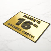 16th Birthday Party — はっきりした Wood Grainフェイク文字 箔招待状 (回転した状態)