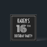 16th Birthday Party:アールデコスタイル(名前をカスタムする付) 招待状<br><div class="desc">この正面とRoaring Twenenスタイルエレガントのカードデザインは名前をカスタムするを備えファンシーてインスパイア、芸術デコの誕生祝いの数インスパイアは"16番目"、メッセージ"PARTY!"の16番目のメッセージをメッセージを持ち、16番目の誕生日を結び付け、ラインを接続します。前面の背景はデフォルトで黒に着色されているが、希望の色にカスタマイズ変更する場合ももしあり違うる。背面にはパーソナライズされた、日付、時刻、場所/場所、その他の重要な情報など、イベントに関する詳細が表示される。このスタイリッシュ様な贅沢なカスタマイズ招待状は誰かの16歳の誕生日に行われる招待状パーティーに参加する人に使わ祝れるかもしれない。[～Z0000615]</div>