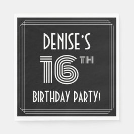 16th Birthday Party:アールデコスタイル+名前をカスタムする スタンダードランチョンナプキン