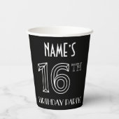16th Birthday Party:アールデコスタイル+名前をカスタムする 紙コップ (裏面)