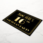 16th Birthday Party:アールデコルック"16"，名前あり 箔招待状 (回転した状態)