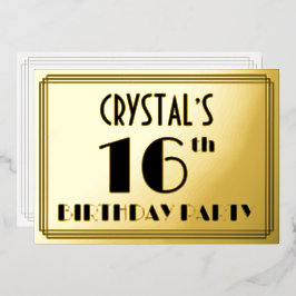 16th Birthday Party —アールデコ検索「16」 +名前 箔招待状
