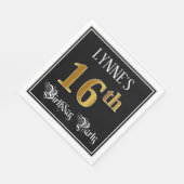 16th Birthday Party – スクリプファンシート、フェイク金ゴールド・ルック スタンダードランチョンナプキン (角)