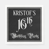 16th Birthday Party – スクリプファンシート+名前をカスタムする スタンダードランチョンナプキン (正面)