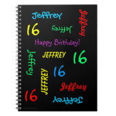 16th Birthday Party Guest Book, Repeat Name spiral ノートブック (正面)