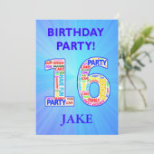 16th Birthday Party Invitation名前の追加 招待状 (スタンド正面)