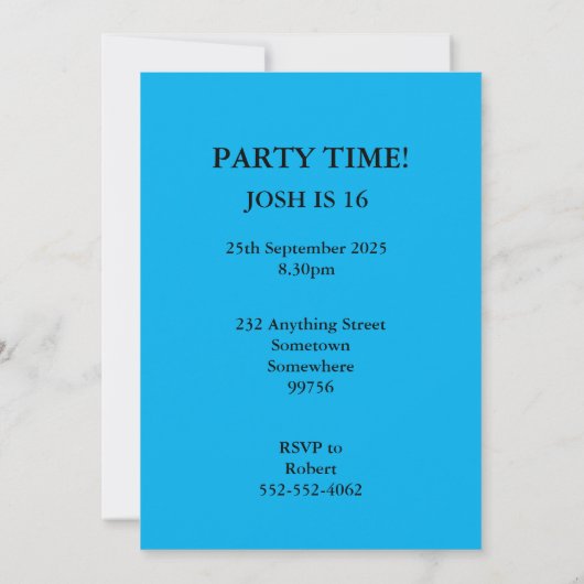 16th Birthday Party Invitation Explosion 招待状 (裏面)