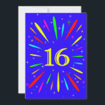 16th Birthday Party Invitation Explosion 招待状<br><div class="desc">16th誕生日パーティーの招待。名前と詳細を追加して、素晴らしい誕生日パーティーの招待状を作成する。爆発的なパーティー時間の招待状！何て素晴らしい方法でパーティの招待状を送る。明るい色と星の爆発と明るい色の「パーティー時間」の言葉。</div>