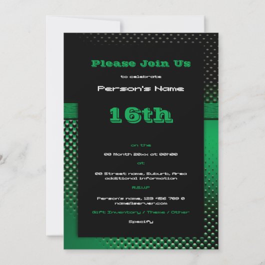 16th birthday party invitations - CUSTOMIZE 招待状 (裏面)