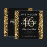 16th Birthday Party "Save The Date"キラキラする金ゴールド 招待状<br><div class="desc">16エレガントth Birthday Party (Sweet 16) Sparkles金ゴールド招待テンプレート。金ゴールドライト、金ゴールドストリング、金ゴールドのキラキラを搭載。</div>