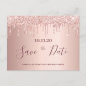 16th birthday rose gold glitter save the date ポストカード (正面)