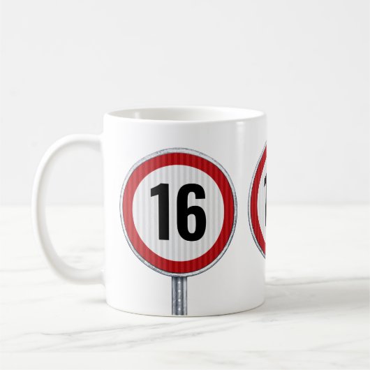 16th Birthday Speed Limit コーヒーマグカップ (左)