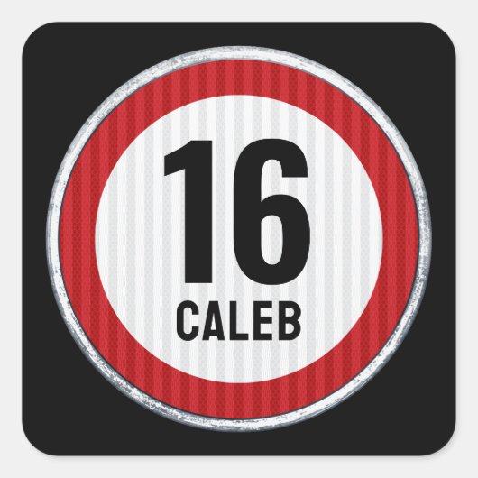 16th Birthday Speed Limit  スクエアシール (正面)