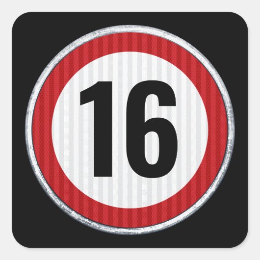 16th Birthday Speed Limit  スクエアシール (正面)