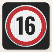 16th Birthday Speed Limit スクエアペーパーコースター (正面)