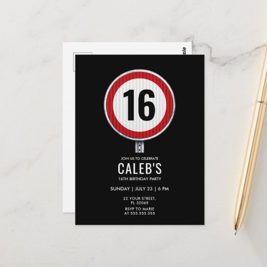 16th Birthday Speed Limit  ポストカード (正面/裏面インサイチュ)