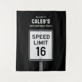 16th Birthday Speed Limit Backdrop タペストリー (正面)