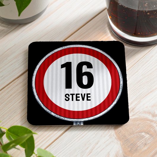16th Birthday Speed Limit CUSTOMIZABLE スクエアペーパーコースター