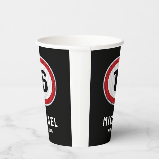 16th Birthday Speed Limit Sign - ANY AGE 紙コップ (右)