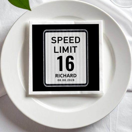16th Birthday Speed Limit Sign - ANY AGE Napkins スタンダードカクテルナプキン