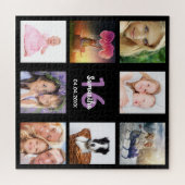 16th birthday sweet 16 photo collage girl black ジグソーパズル (横)