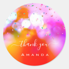 16th Bride Unicorn Crystals Pink ラウンドシール