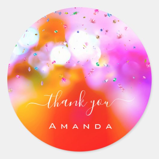 16th Bride Unicorn Crystals Pink ラウンドシール (正面)