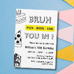 16th Bruh，あなたには誕生日10代のボーイおもしろい 招待状<br><div class="desc">16th Bruhピザの音楽ケーキ入れる？誕生日10代の男の子のおもしろい招待状このおもしろいデザインはピザミュージックとケーキと10代の一緒に男の子の誕生日の招待を備えている。詳細で招待状をパーソナライズもしし、文字のスタイルと配置をさらに再調整したい場合は、「更に調整するクリック」カスタマイズボタンを押して下さい。同じテーマの他の製品は私の店を訪れる：Youtopia Official.</div>