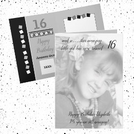 16th still amazing grey and black birthday photo カード