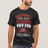 16th Wedding Anniversary Gift for Husband 16 Years Tシャツ (正面)