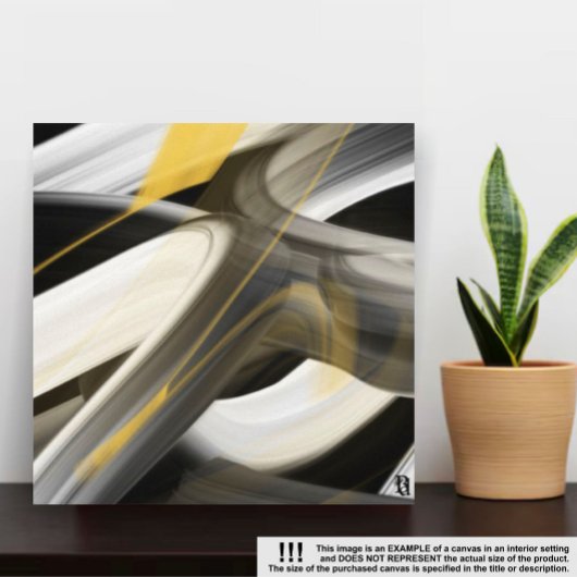 16x16インチトレンド抽象芸術アートキャンバス白黒金ゴールド キャンバスプリント