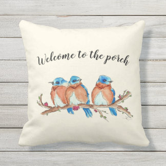 16x16水色ブルーバード、"ようこそポーチ" アウトドアクッション