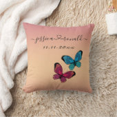 16x16 ローズゴールド 名前と日付 結婚記念 クッション (ブランケット)