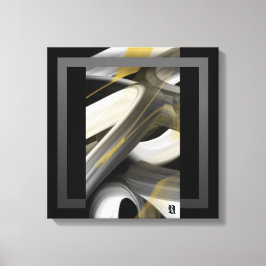 16x16" Trend Abstract Art Canvas Black White Gold キャンバスプリント