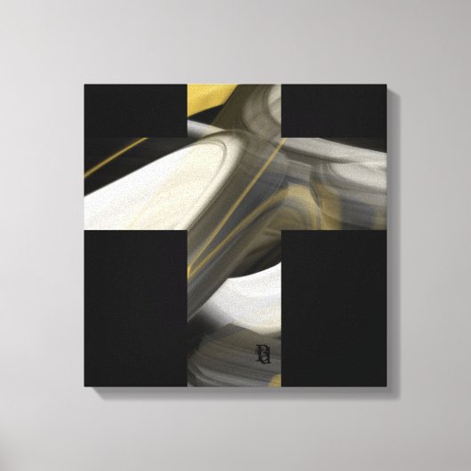 16x16" Trend Abstract Art Canvas Black White Gold キャンバスプリント (正面)
