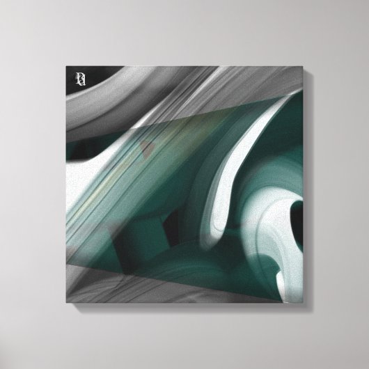 16x16" Trend Abstract Art Canvas Black White Green キャンバスプリント (正面)