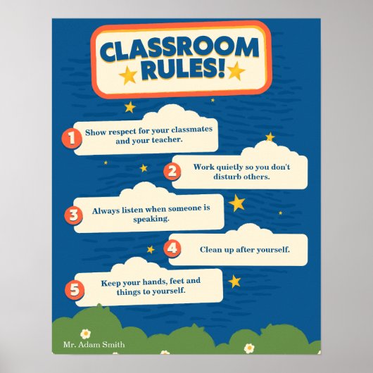 16x20の青とオレンジおもしろいのカスタマイズ可能 ポスター (正面)