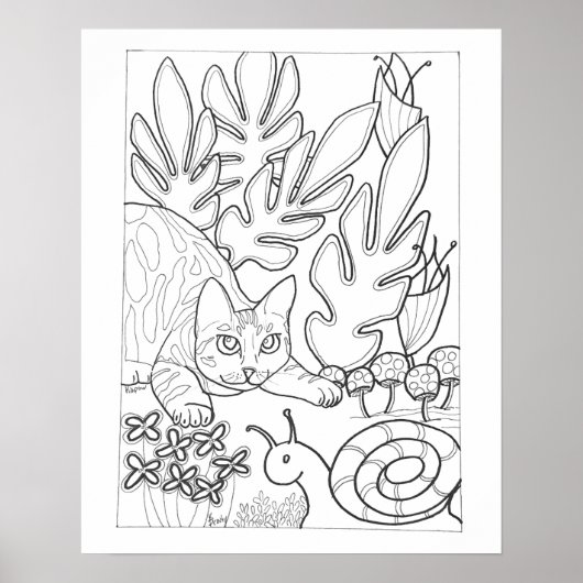 16x20インチ斑点のあるネコとカタツムリ色 ポスター (正面)