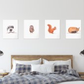 16x20ウッドランドかわいい水彩森林動物セット (寝室)