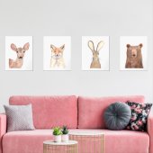 16x20ウッドランドかわいい水彩森林動物 (リビング)