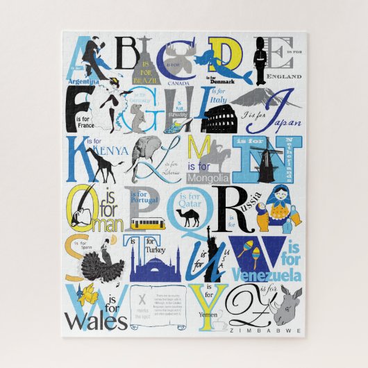 16x20カラーブラインド人のための旅行アルファベットパズル ジグソーパズル (縦)