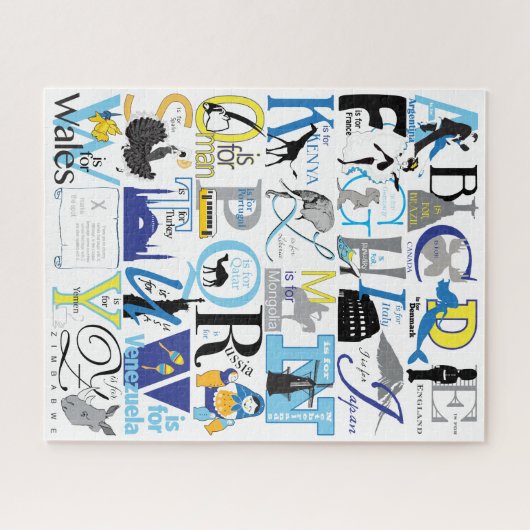 16x20カラーブラインド人のための旅行アルファベットパズル ジグソーパズル (横)