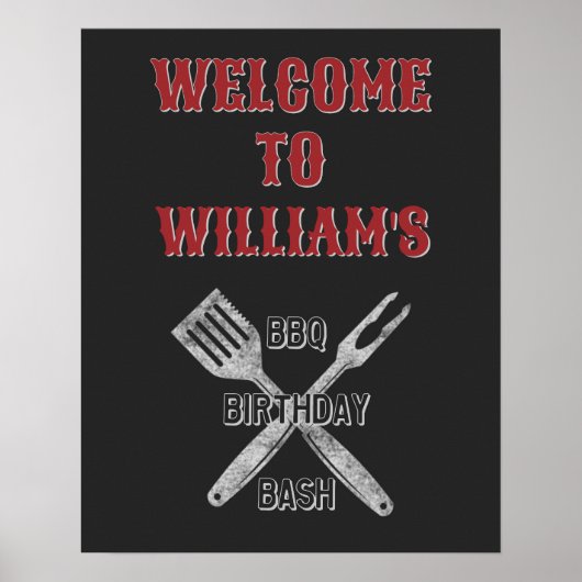 16x20バックヤードBBQバースデーパーティーウェルカムサイン ポスター (正面)