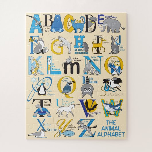16x20動物アルファベットパズルfor Colorblind Kids ジグソーパズル (縦)