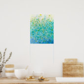 16x20抽象芸術ターコイズブルーライトイエロープリント ポスター (キッチン)