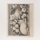 16x20猫ちゃんのバラ- Currier & Ives Cat ジグソーパズル (縦)