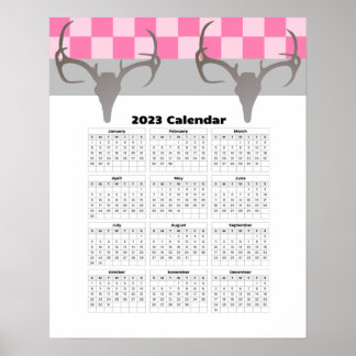 16x20鹿スカル〔雄ジカの〕枝角2023ハンターカレンダー ポスター