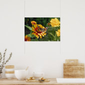 16x24インディアン毛布ワイルドフラワーと蝶 ポスター (キッチン)