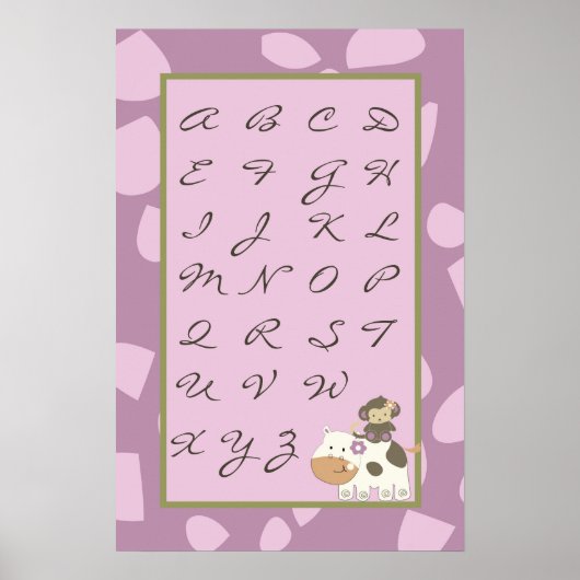16x24子供部屋アートABCグラフジャカナガールジャングル ポスター (正面)